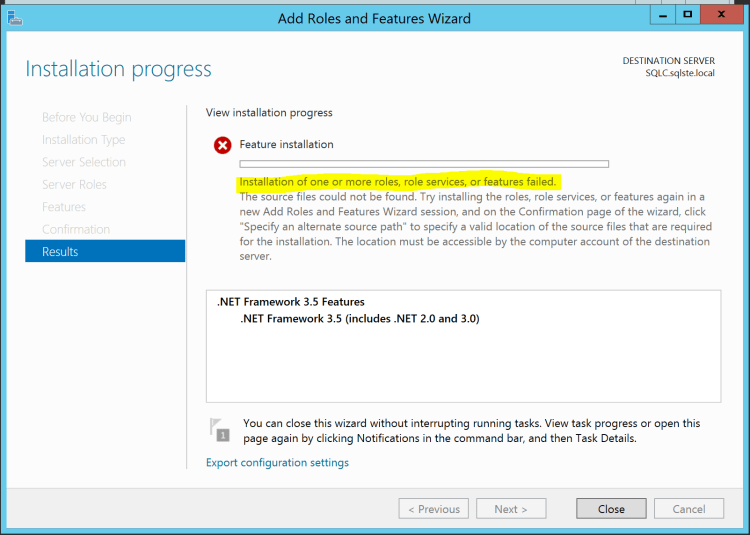 window9 failed install